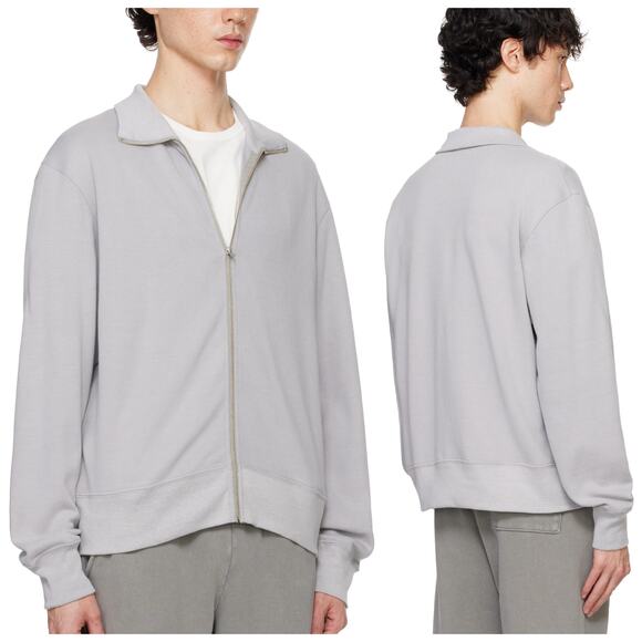 Lady White Co. $250 Gray Mesh Full Zip Sweater 100% Cotton size 36 - Picture 1 of 8